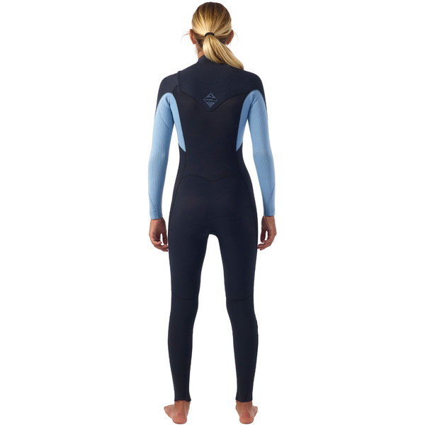 2025 O'Neill Womens Hyperfreak 4/3+mm Chest Zip Wetsuit 5349 - Black / Faded Denim